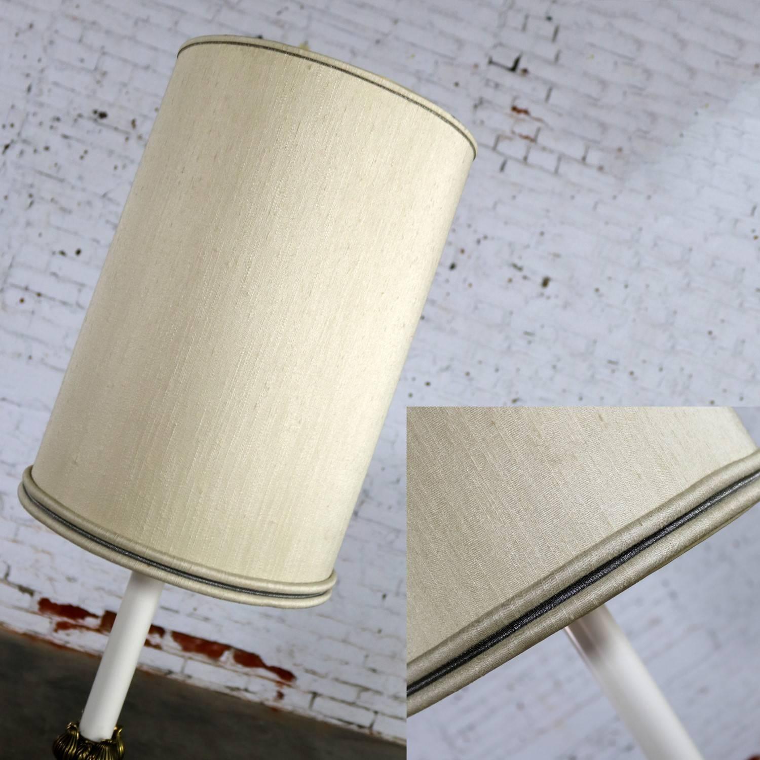 Stiffel Tall Table Lamp or Low Floor Lamp Midcentury Brass and Brushed Stainless For Sale 10