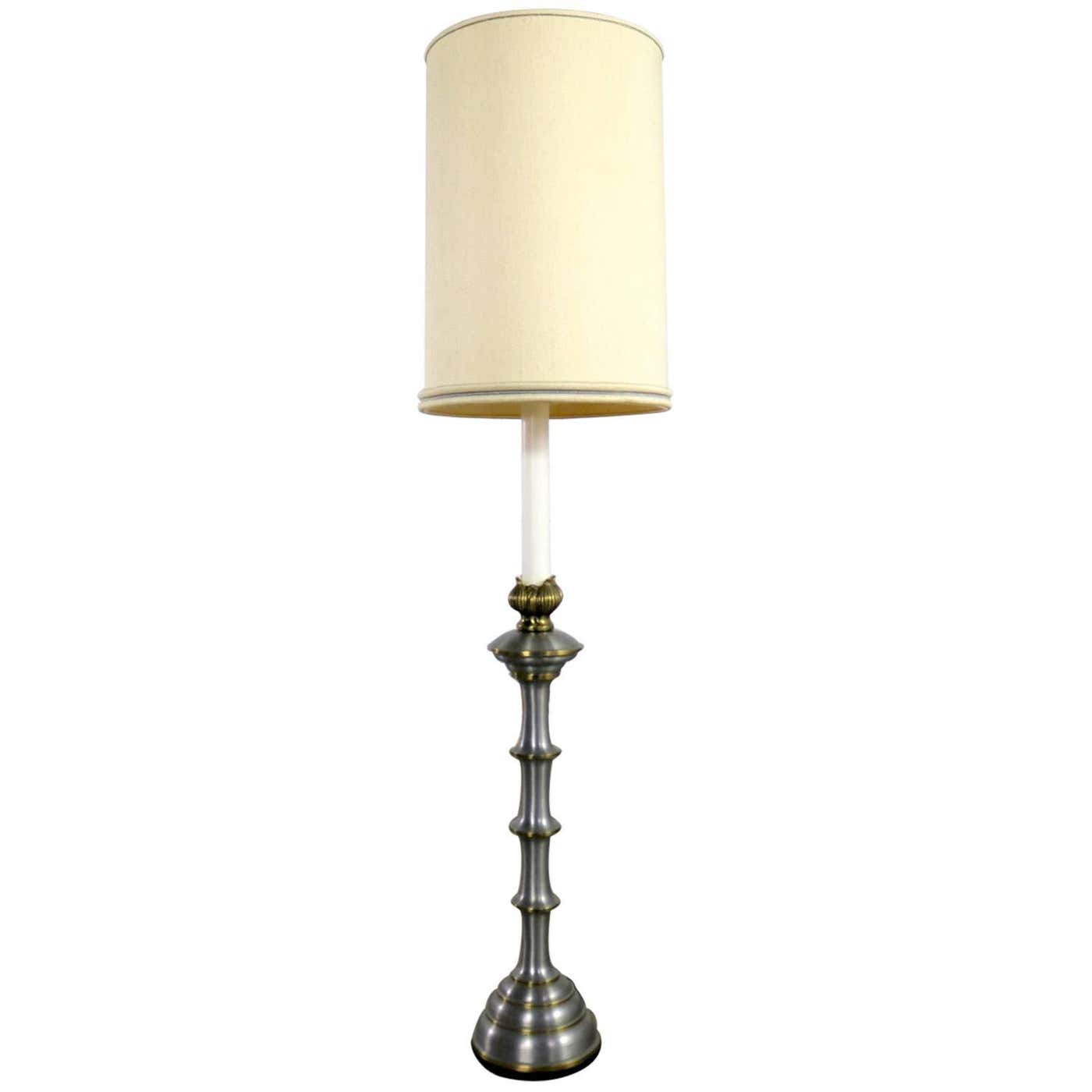 Stiffel Tall Table Lamp or Low Floor Lamp Midcentury Brass Brushed ...