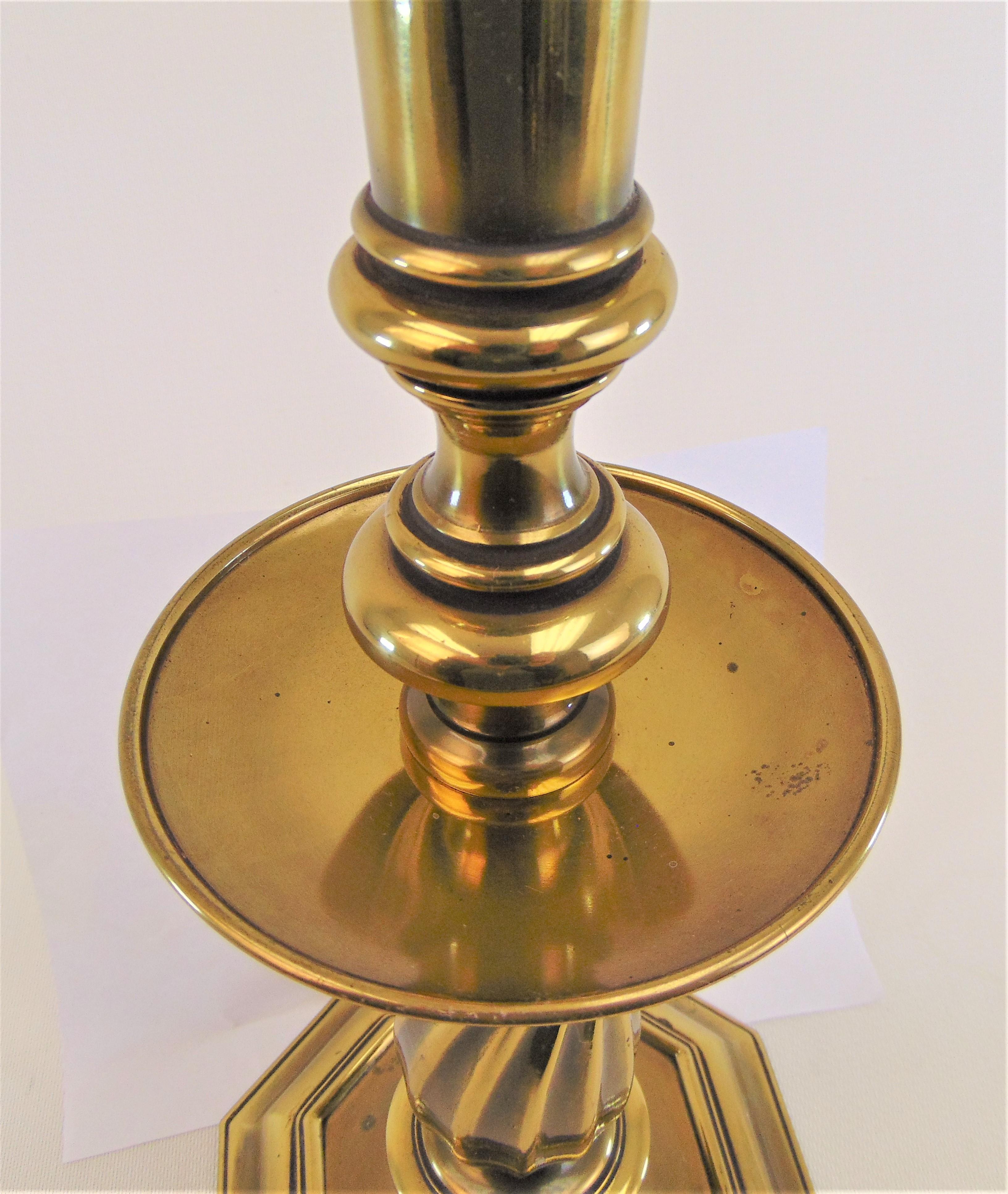 Stiffel Traditional Style Brass Candlestick Table Lamp For Sale 3