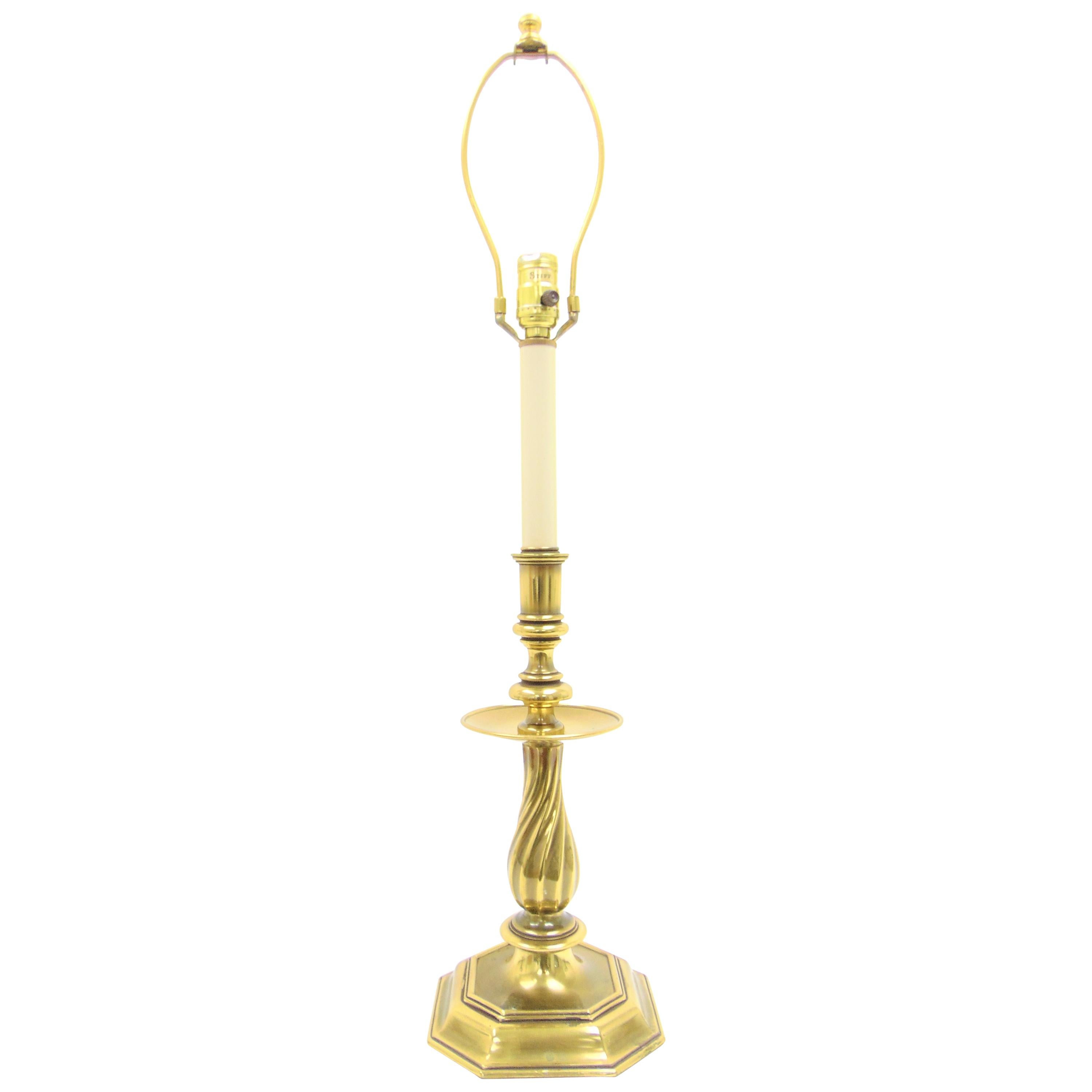 Stiffel Traditional Style Brass Candlestick Table Lamp For Sale