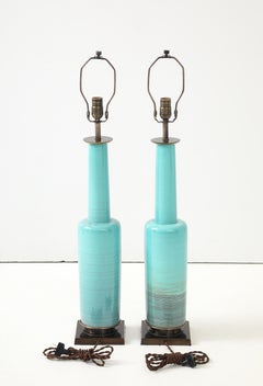 Stiffel Turquoise Porcelain Lamps