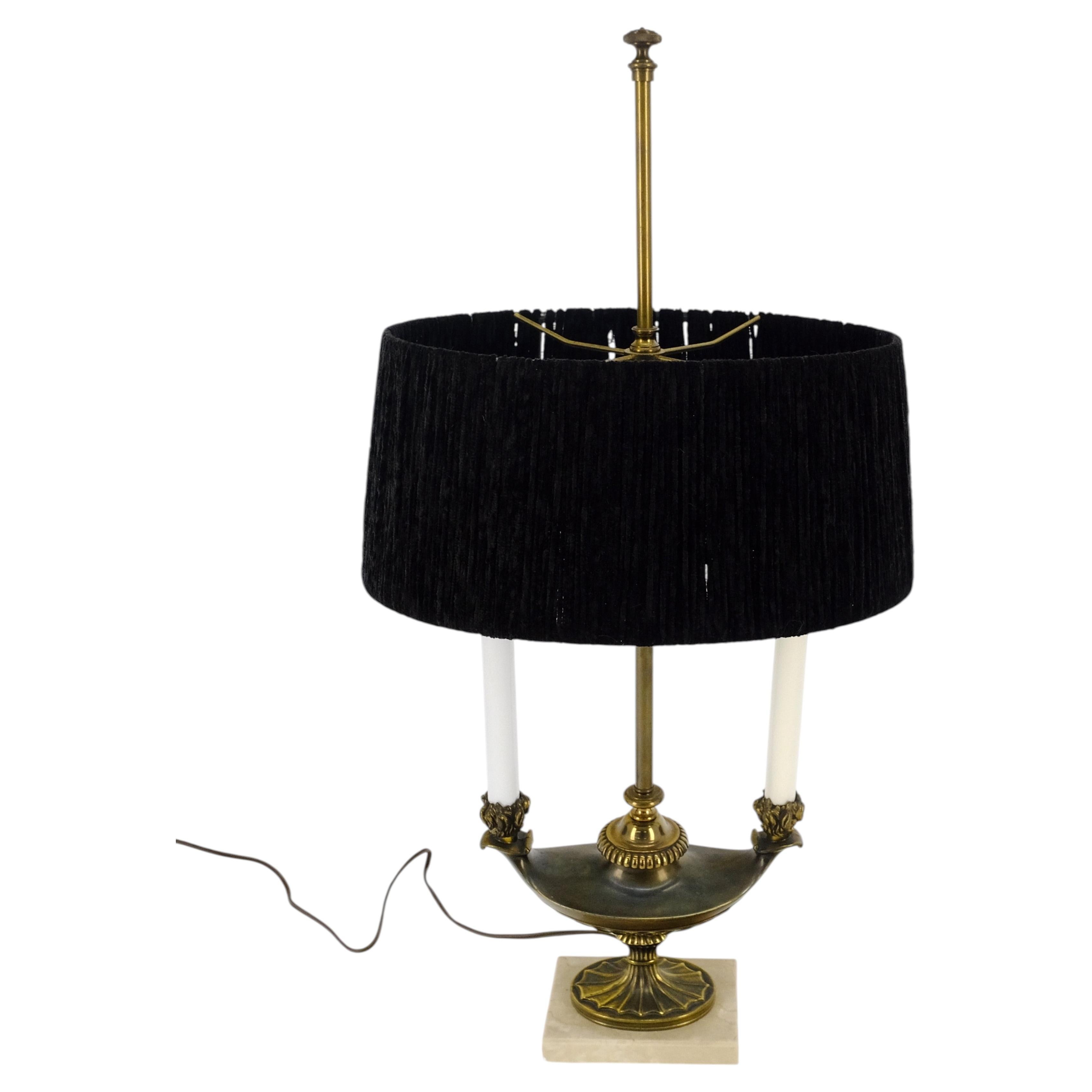 Stiffer Brass Double Candle Aladdin Table Lamp Brass & Marble MINT For Sale