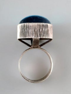 Stig A O Johansson Falköping 1968 Swedish Modernistic Silver Topaz Ring