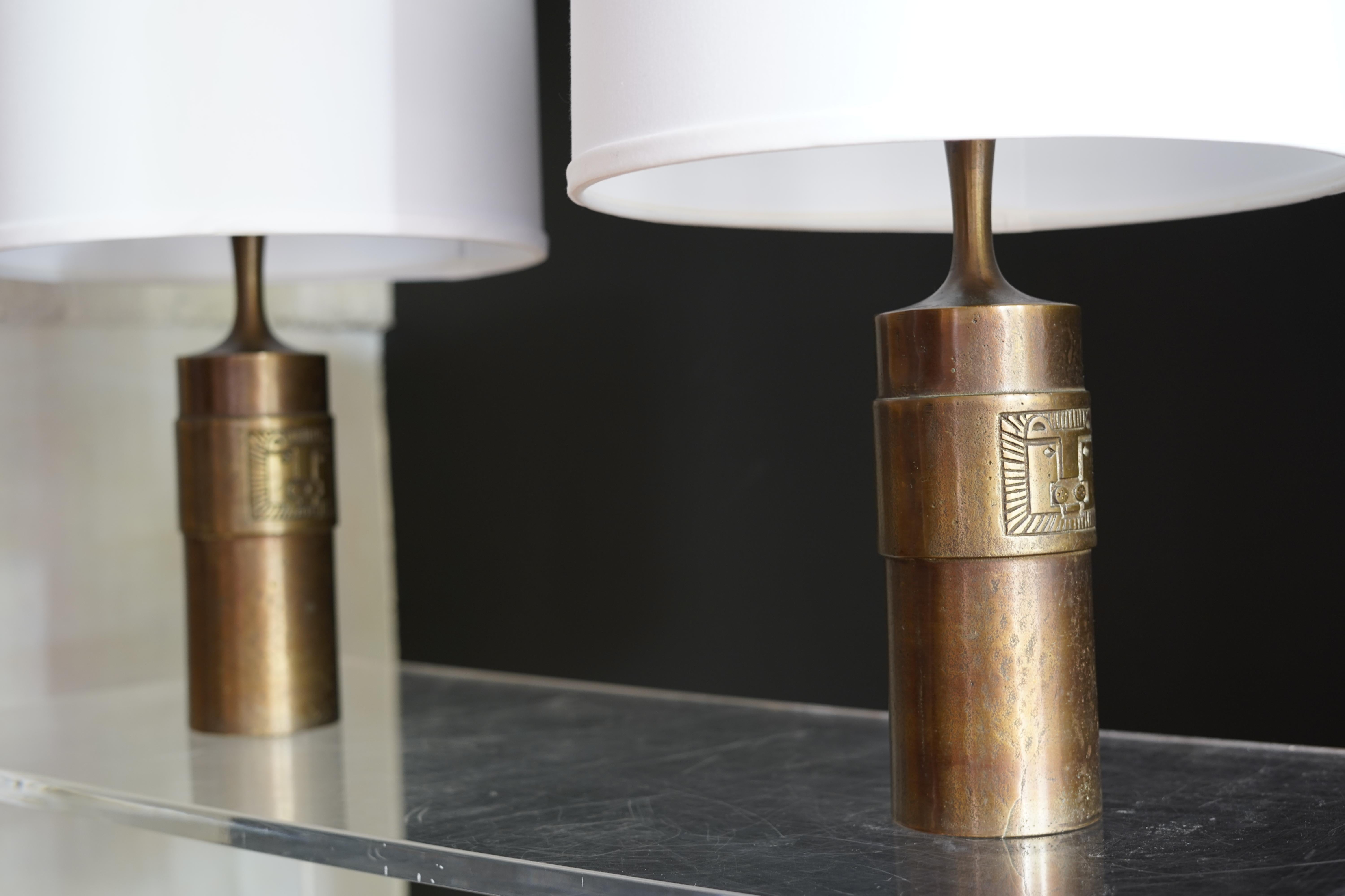 Stig Blomberg Bronze Table Lamps, Sweden, 1970 In Good Condition For Sale In Bronx, NY