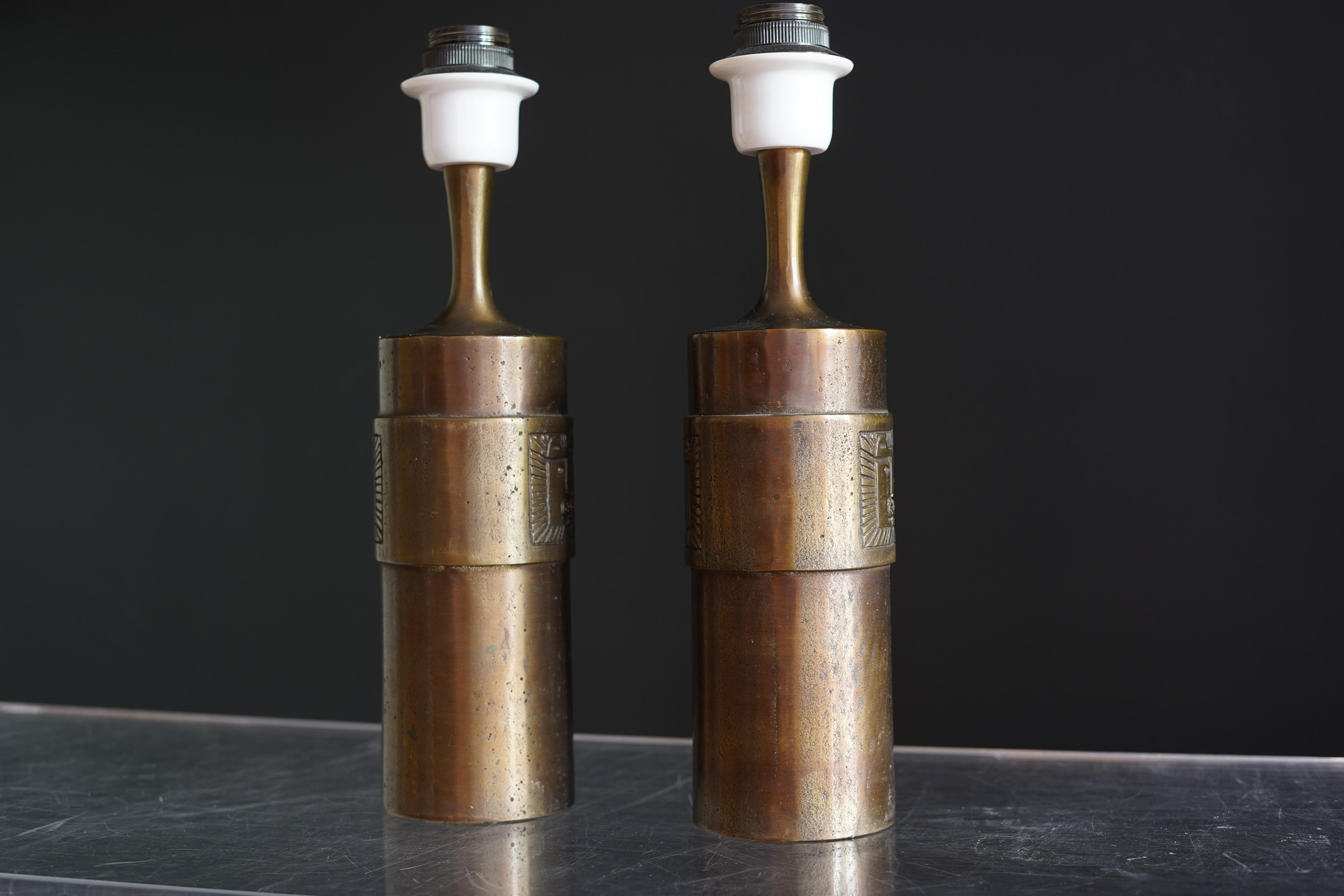 20th Century Stig Blomberg Bronze Table Lamps, Sweden, 1970 For Sale