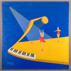 Stig Brymmel, Swedish artist. Oil on canvas. "Nr. 1 Yellow Grand Piano"