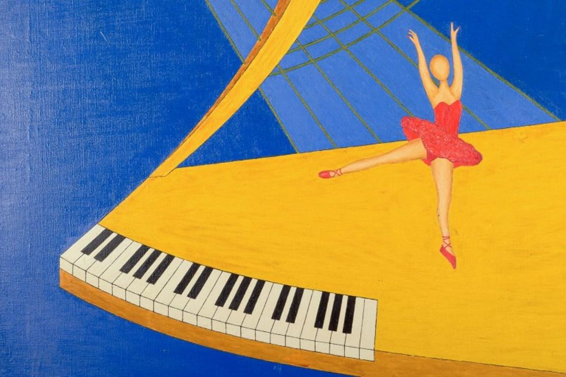 Stig Brymmel, schwedischer Künstler. Öl auf Leinwand. „Nr. 1 Gelbes Grand Piano“ im Zustand „Hervorragend“ im Angebot in København, Copenhagen
