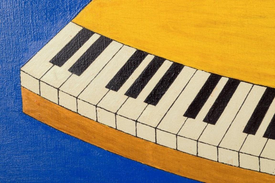 Stig Brymmel, schwedischer Künstler. Öl auf Leinwand. „Nr. 1 Gelbes Grand Piano“ (Ende des 20. Jahrhunderts) im Angebot