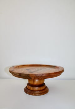 Stig Johansson, Smålandsslöjd, Pine Wood Plate, Cake Plate, Sweden, 1960/70s