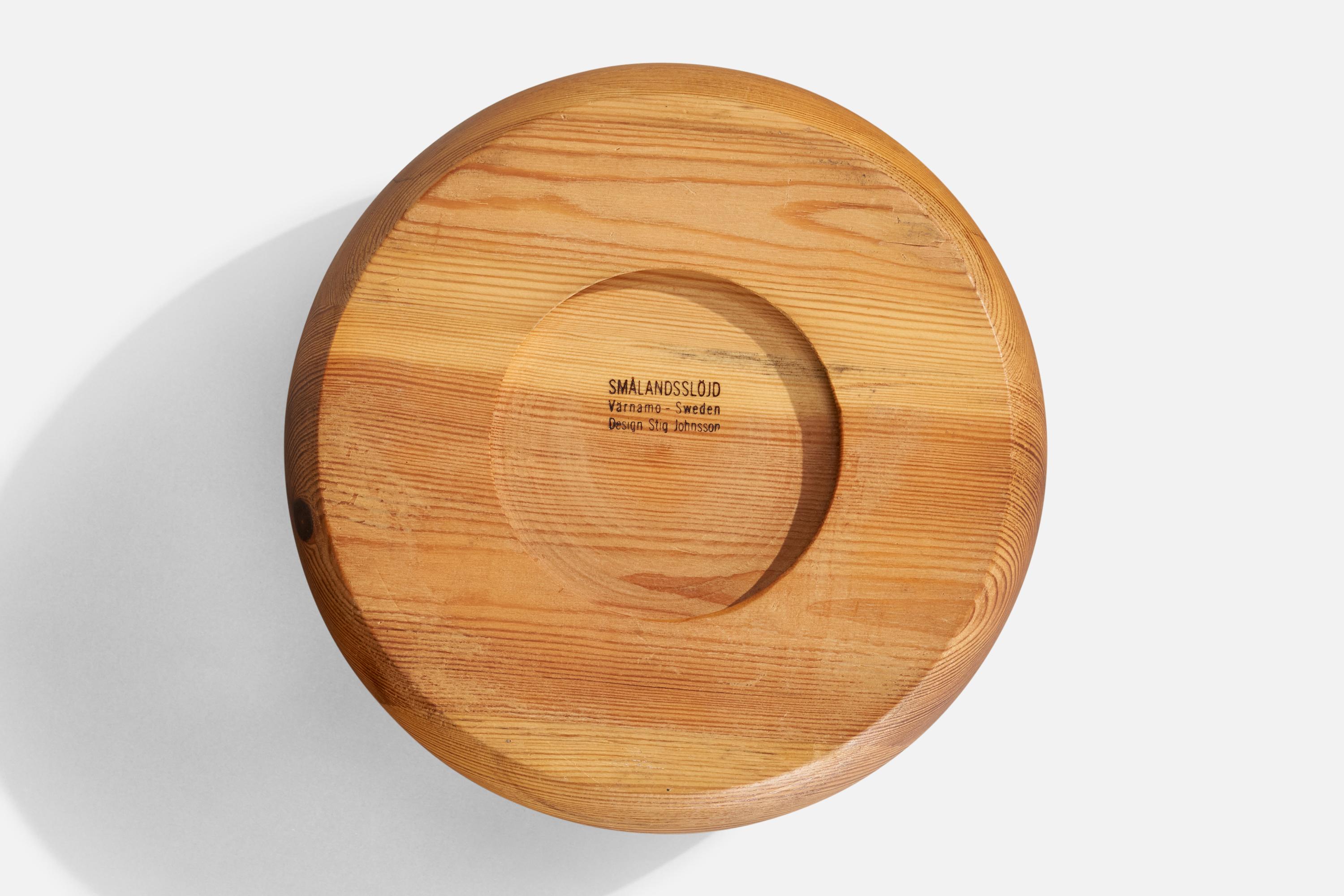 Stig Johnsson, Bowl, Pine, Sweden, 1970s For Sale 1