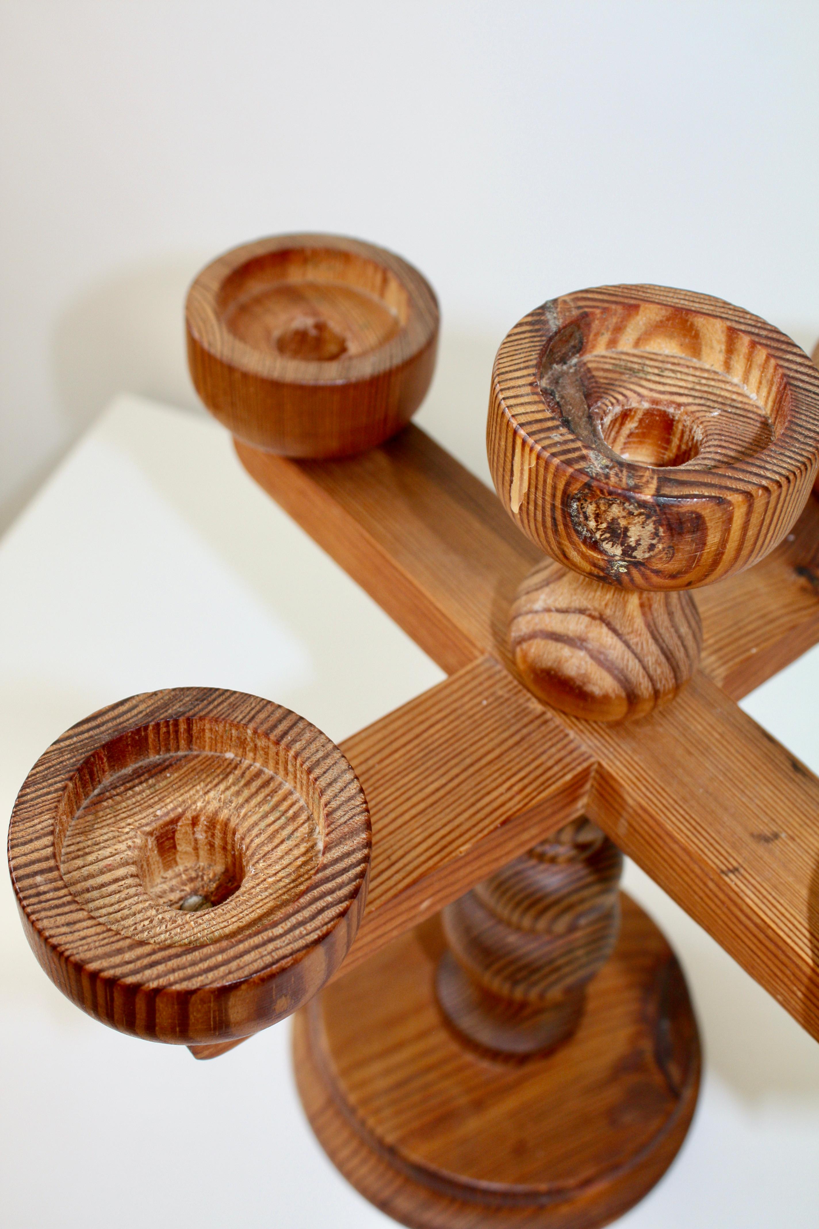 Stig Johnsson, Smålandsslöjd, 1960 Candelabro a cinque bracci in Wood svedese in vendita 2