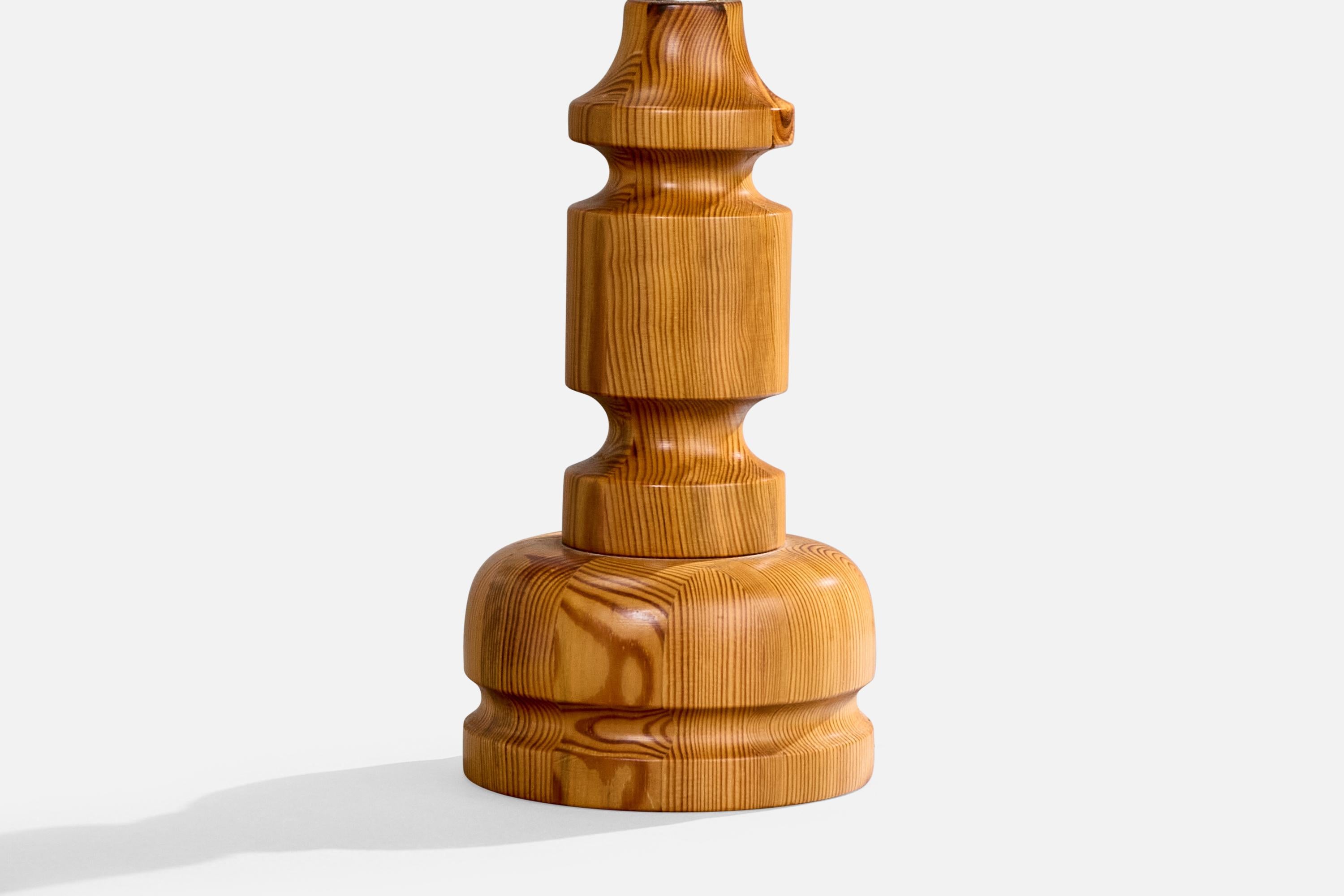 Swedish Stig Johnsson, Table Lamp, Pine, Sweden, 1970s For Sale