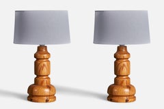 Stig Johnsson, Table Lamps, Pine, Smålandsslöjd, Värnamo, Sweden, 1970s