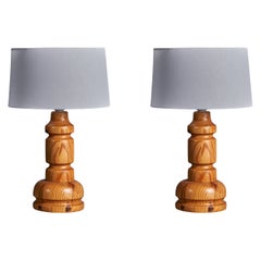 Stig Johnsson, Lámparas de mesa, Pino, Smålandsslöjd, Värnamo, Suecia, años 70