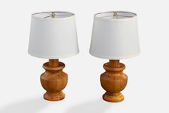 Stig Johnsson, Table Lamps, Pine, Sweden, 1970s