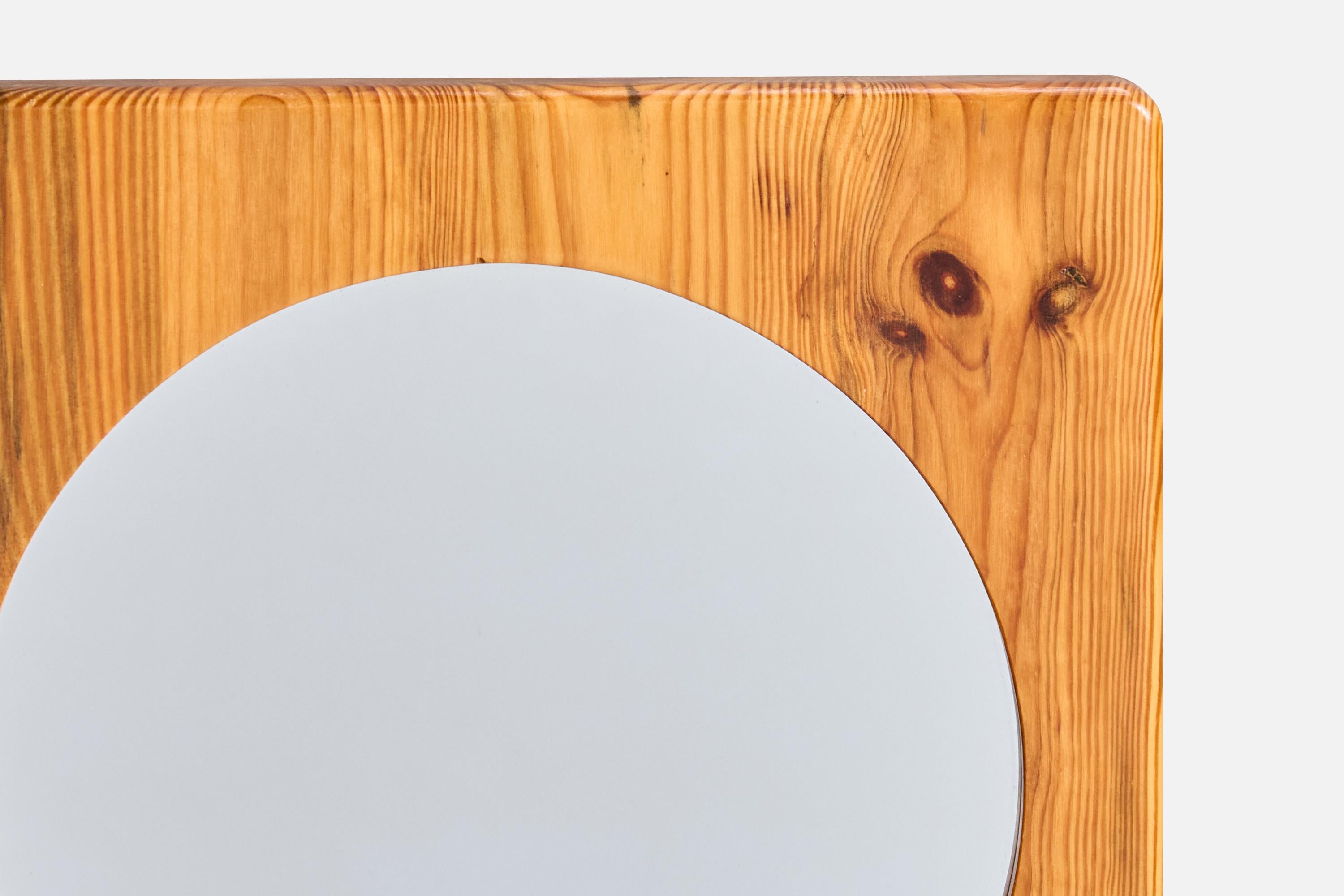 Fin du 20e siècle Stig Johnsson, miroir mural, pin, Suède, années 1970 en vente