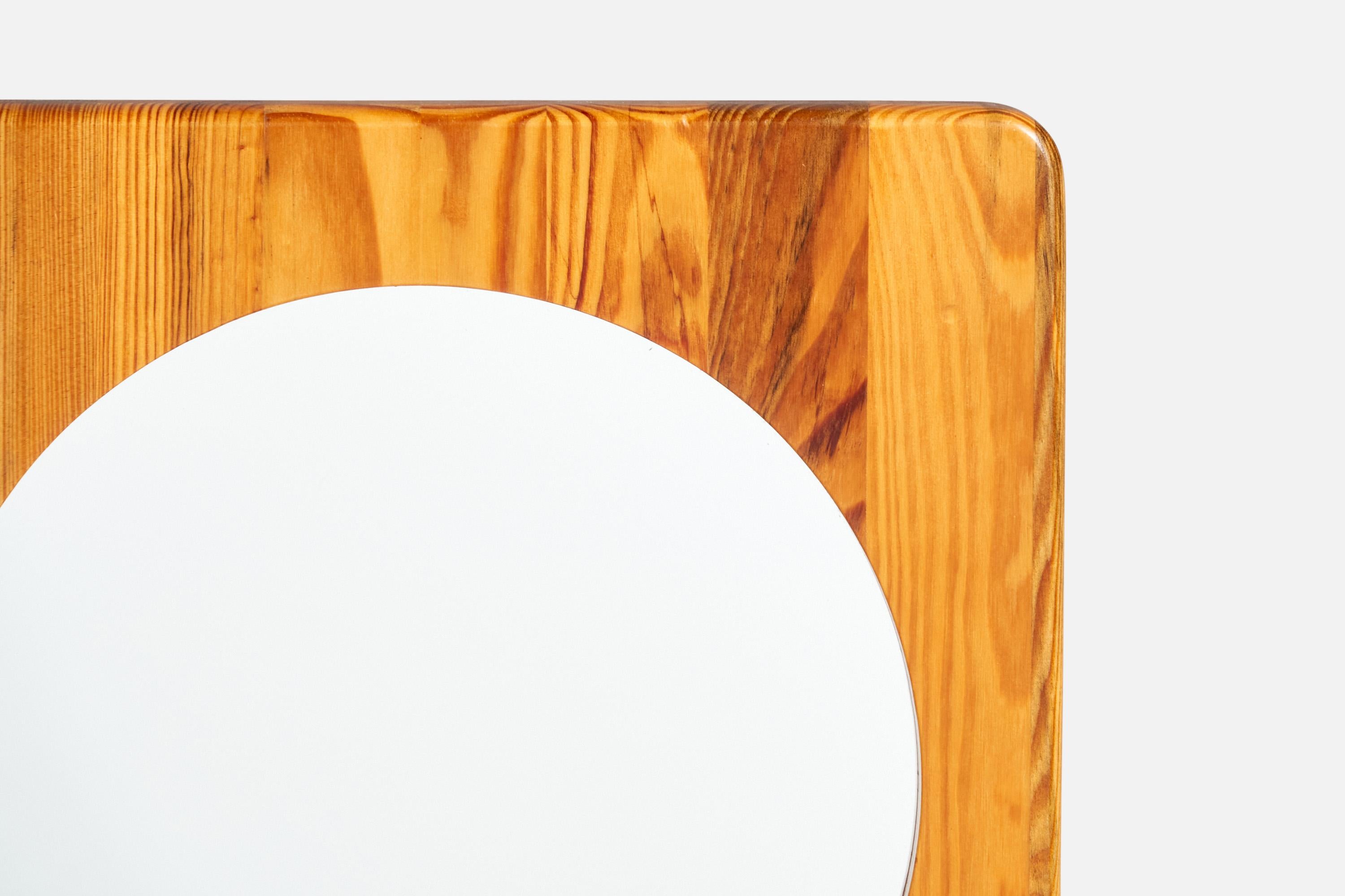 Fin du 20e siècle Stig Johnsson, miroir mural, pin, Suède, années 1970 en vente
