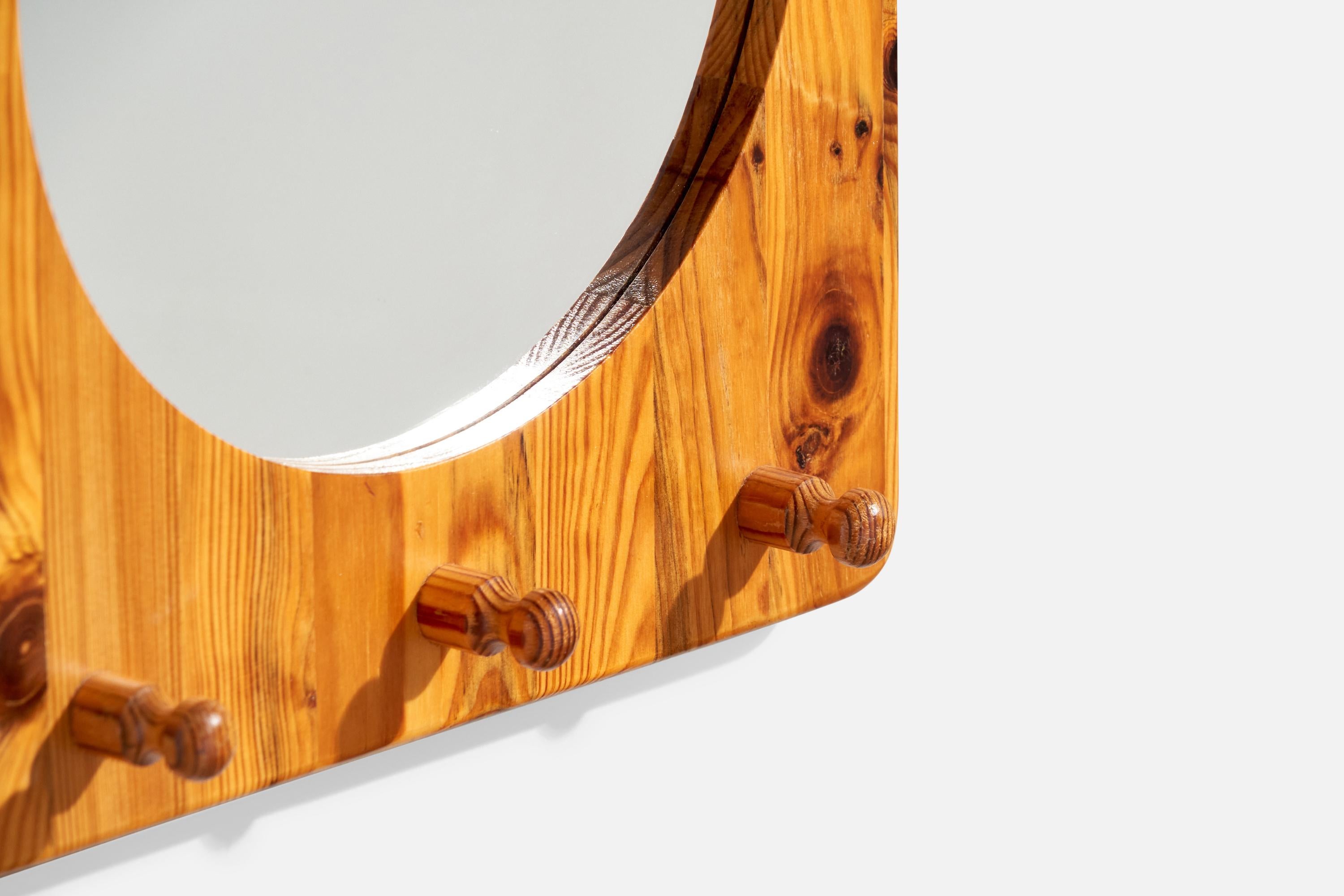 Stig Johnsson, miroir mural, pin, Suède, années 1970 en vente 1