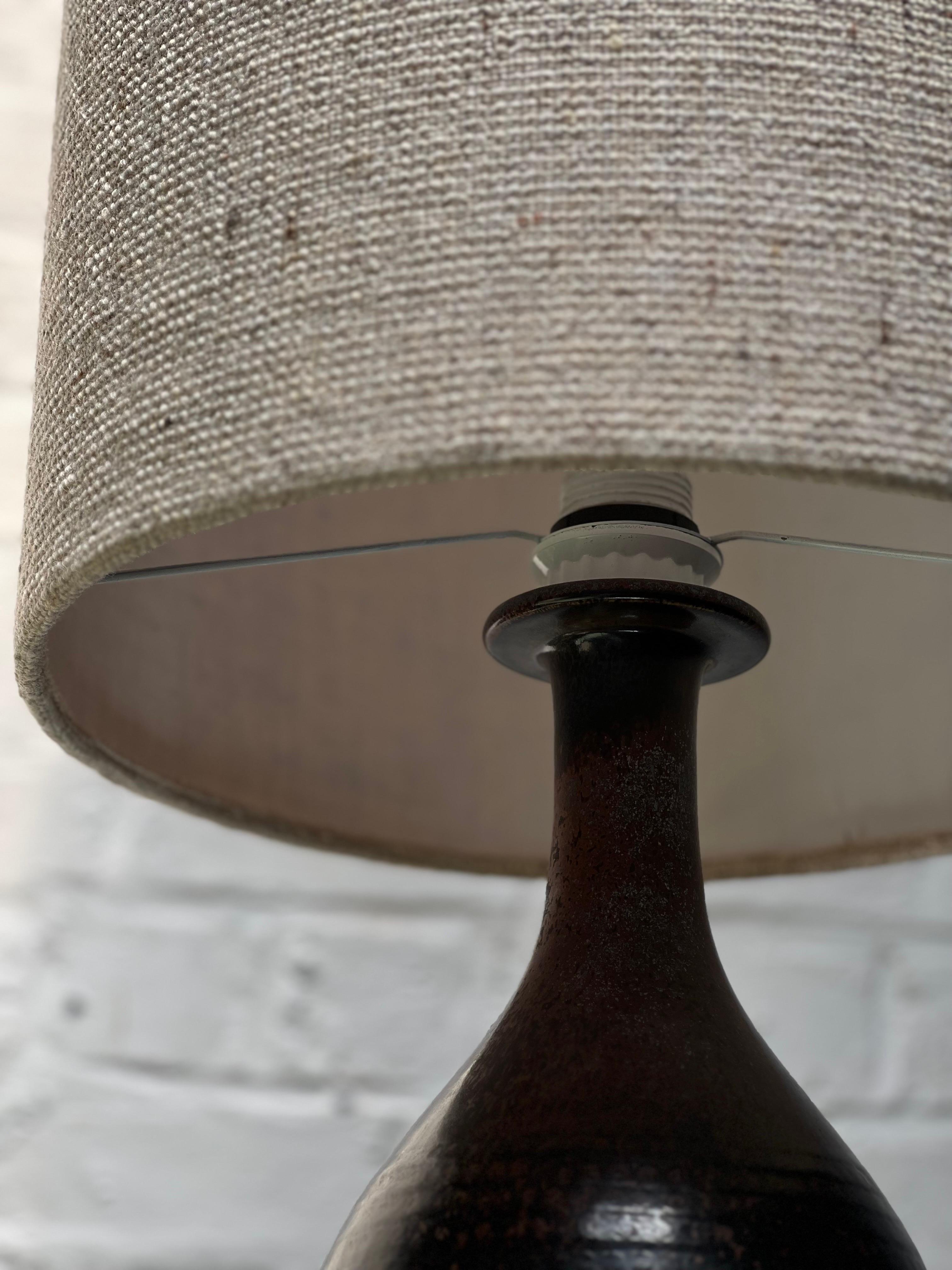 Scandinavian Modern Stig Lindberg Big Black/Brown/Blueish Table Lamp, Sweden Unique 1970 Rare Size For Sale