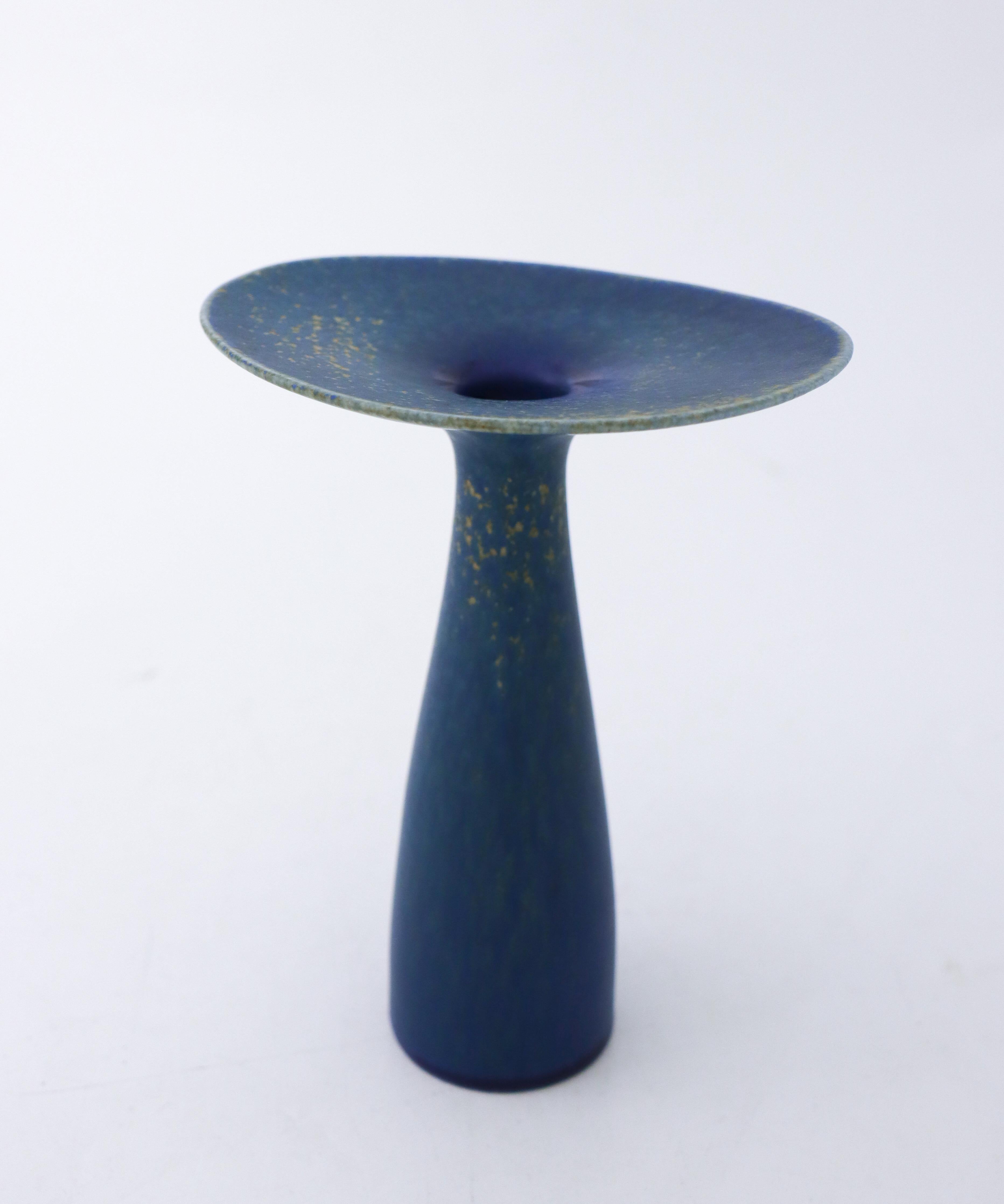 Scandinavian Modern Stig Lindberg Blue Vase, Vitrin, Gustavsberg, Mid-20th Century Design For Sale