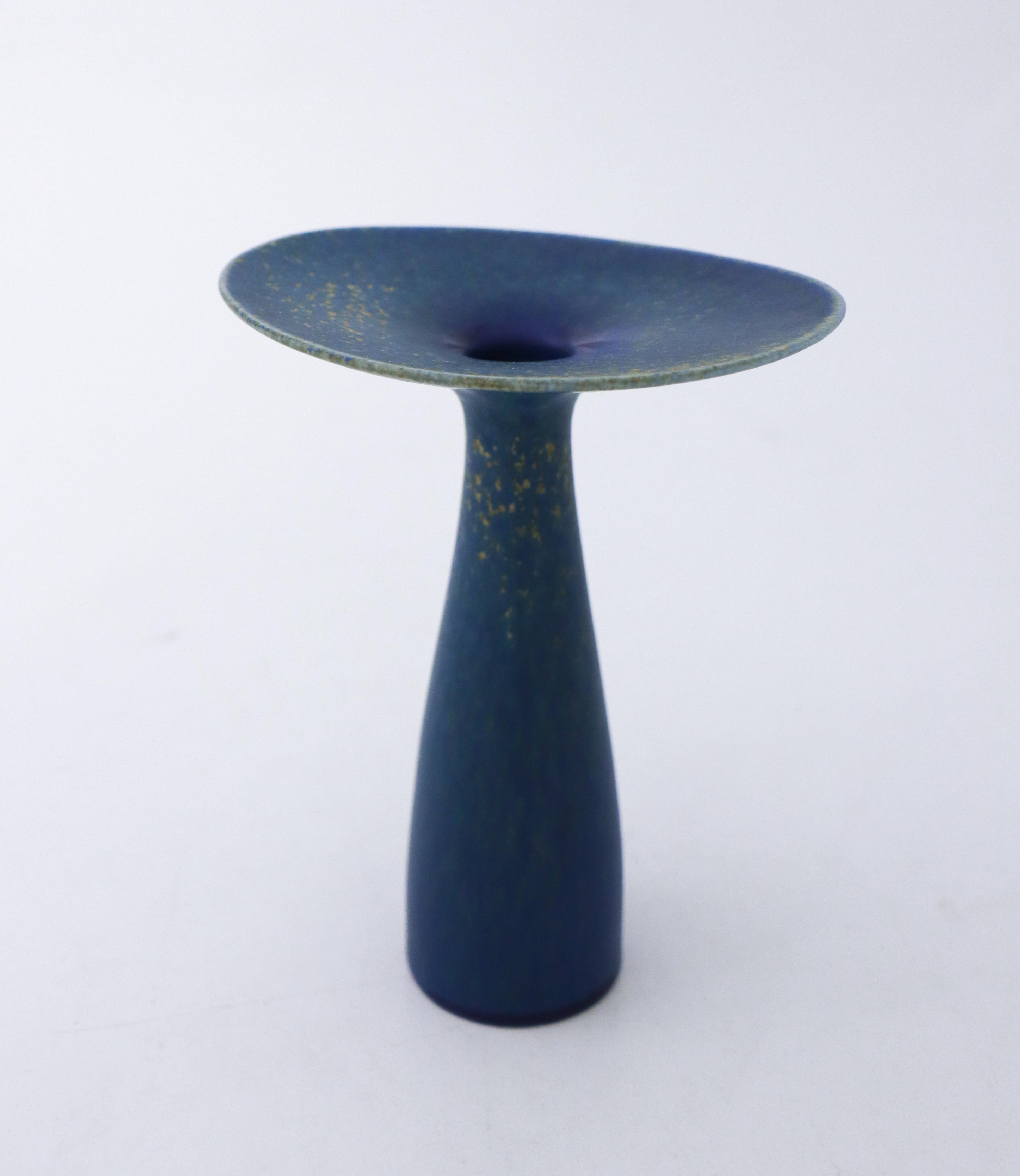 Swedish Stig Lindberg Blue Vase, Vitrin, Gustavsberg, Mid-20th Century Design For Sale