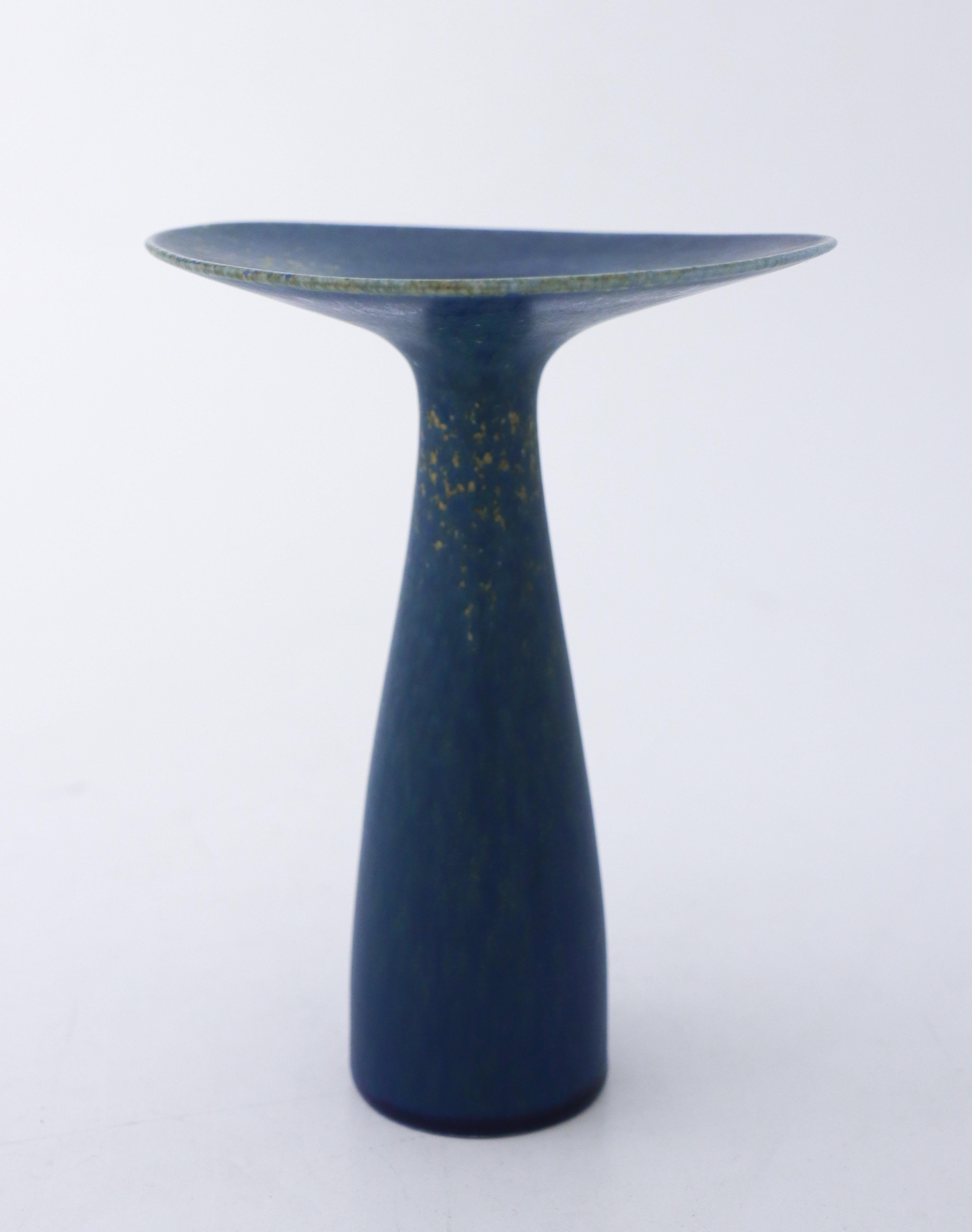 Porcelain Stig Lindberg Blue Vase, Vitrin, Gustavsberg, Mid-20th Century Design For Sale