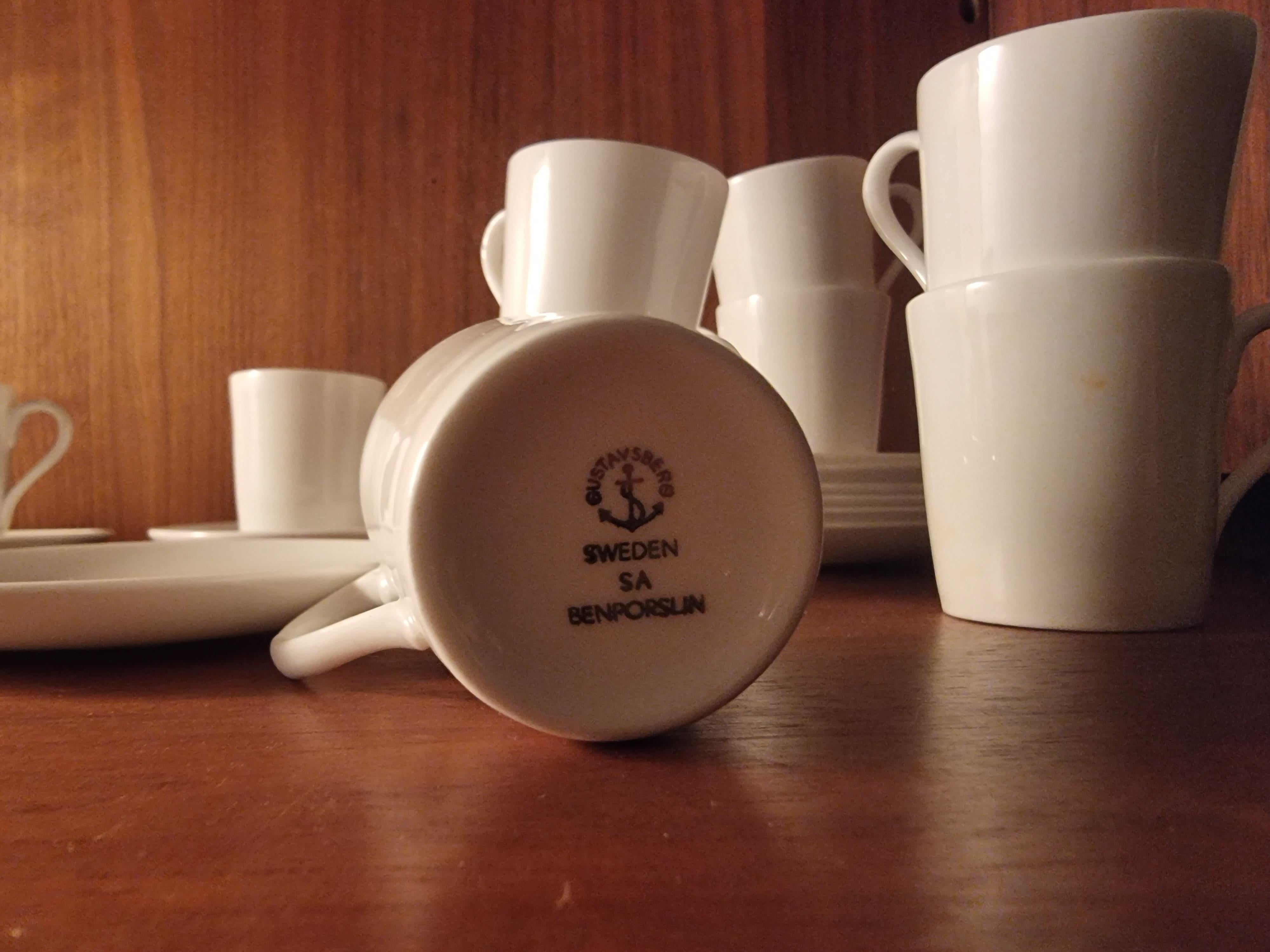 Stig Lindberg, Bone porcelain 10 Espresso cups  Gustavsberg, Scandinavian Modern For Sale 7