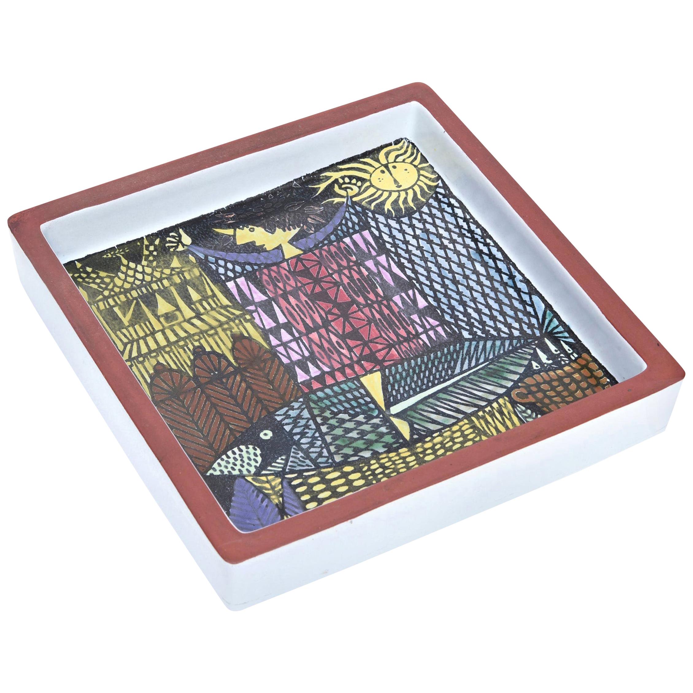 Stig Lindberg Ceramic Square Bowl or Dish Vintage Desk Accessory