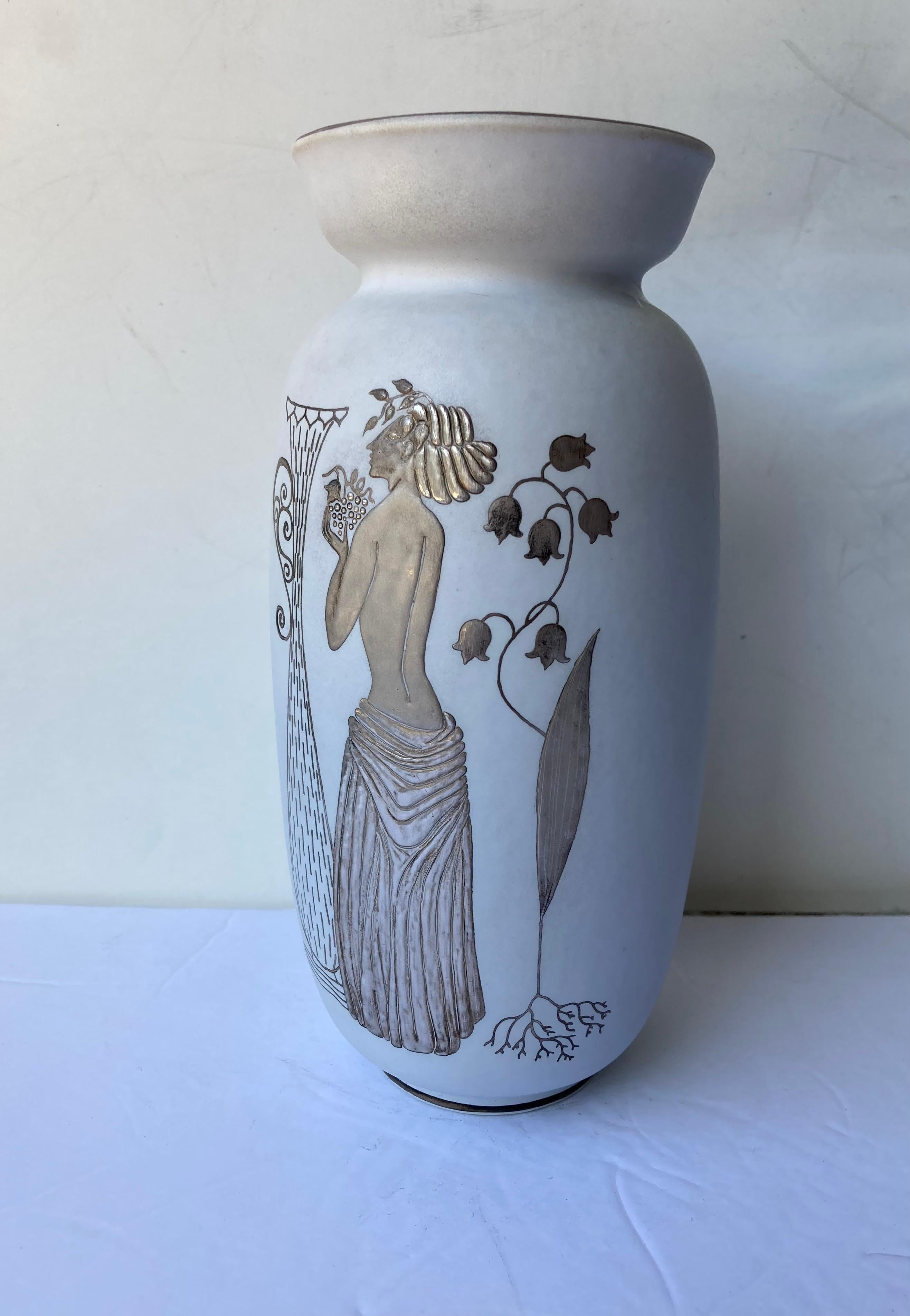 Swedish Stig Lindberg Ceramic, Stoneware, Vase / Vessel for Gustavsberg, Grazia For Sale