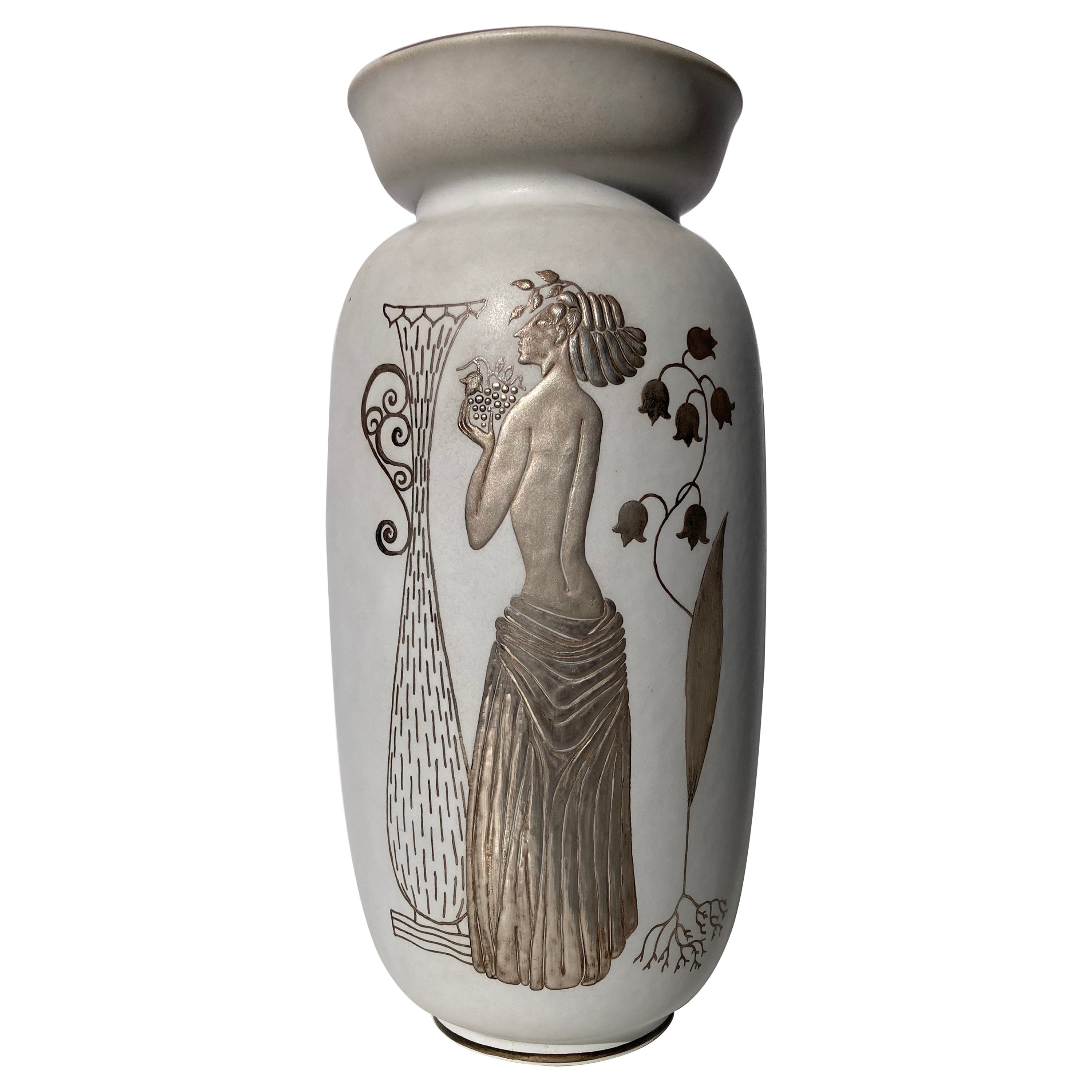 Stig Lindberg Keramik, Steingut, Vase / Gefäß für Gustavsberg, Grazia im Angebot
