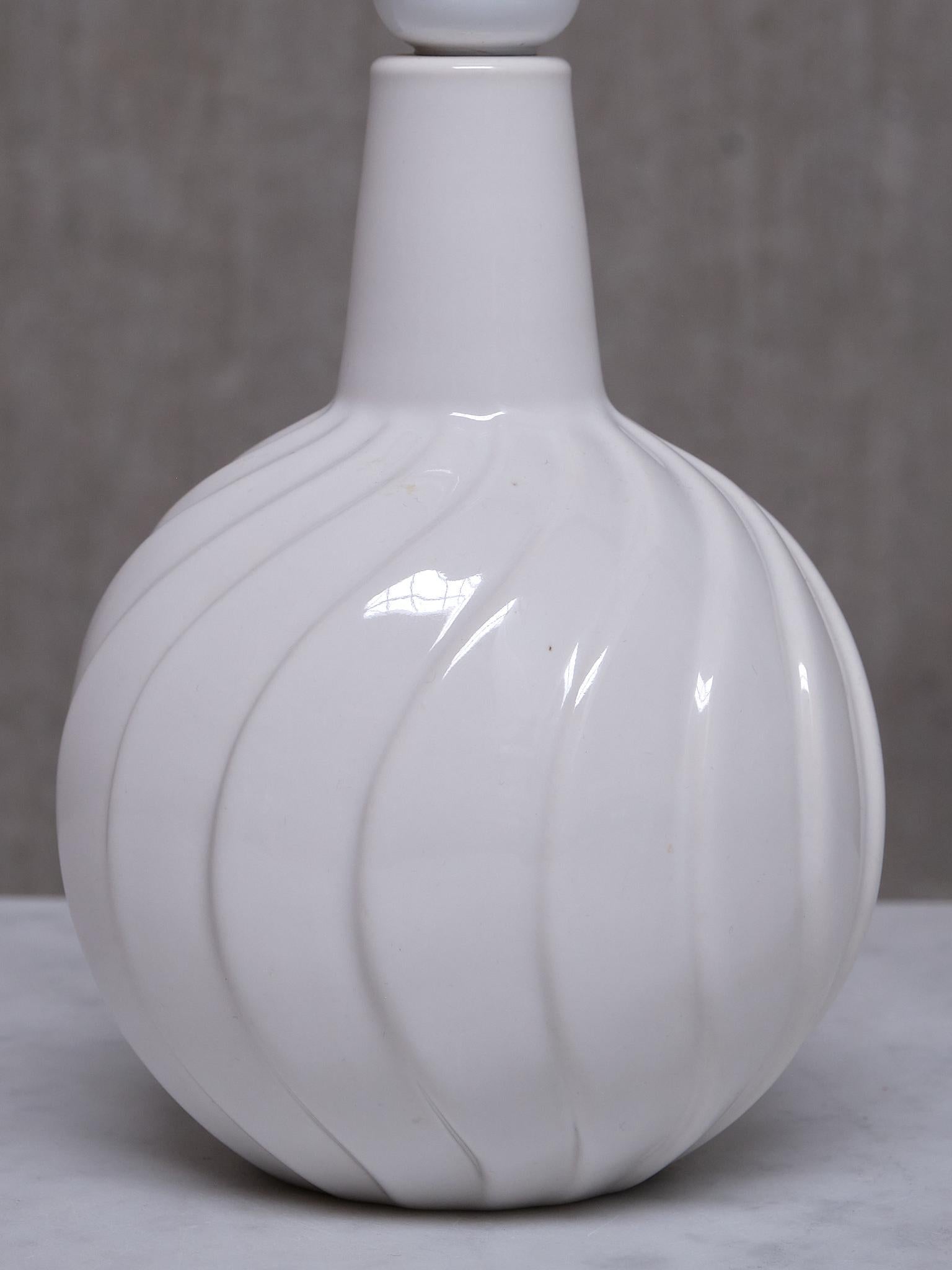 Sven Wejsfelt Ceramic Table Lamp with Josef Frank Shade, Gustavsberg, 1960s For Sale 5