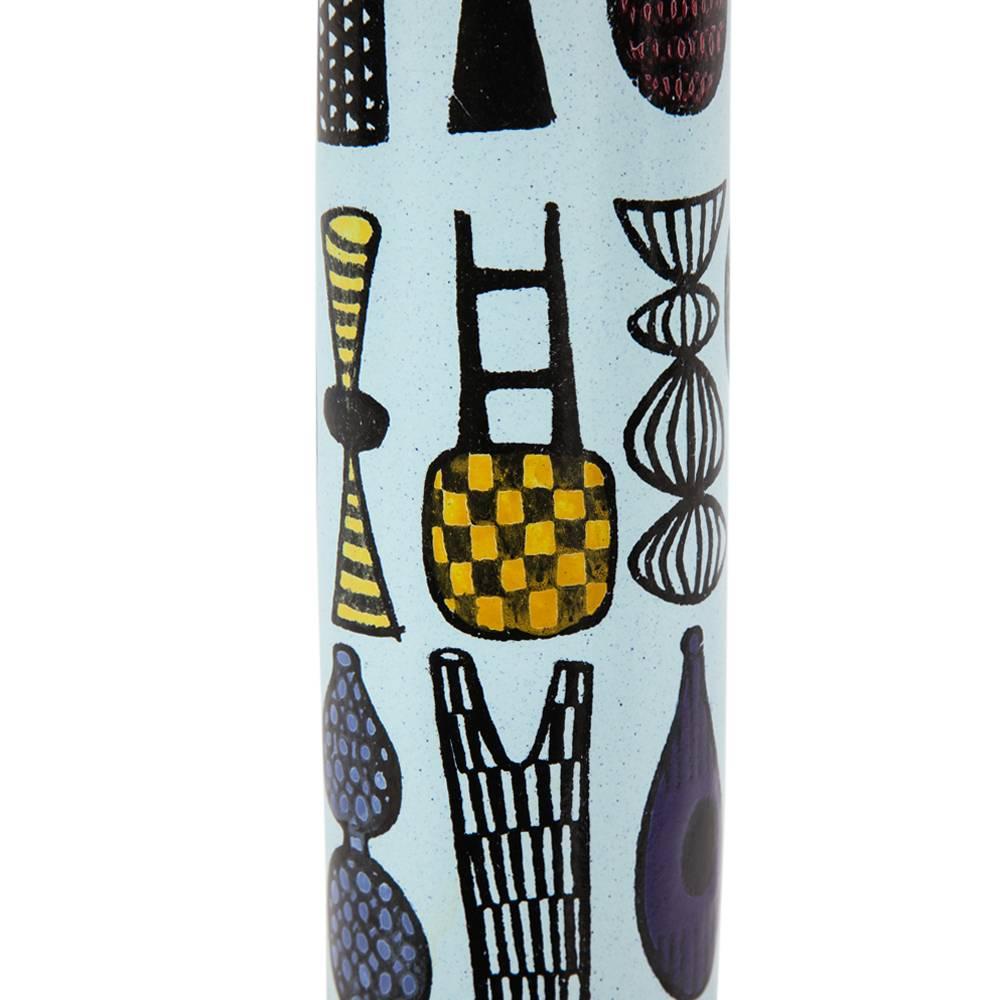 Stig Lindberg Karneval Vase, Ceramic, White, Yellow and Purple, Signed 2
