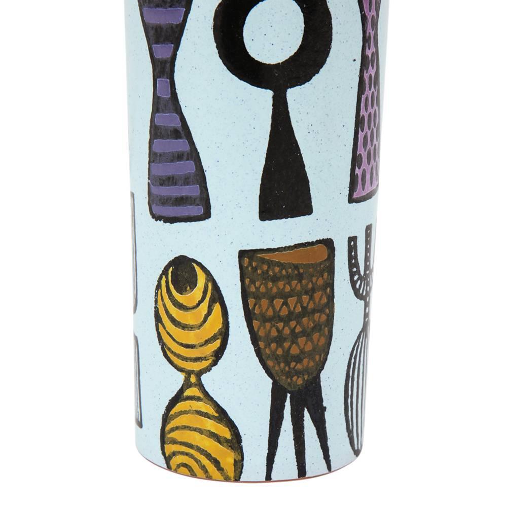 Mid-20th Century Stig Lindberg Karneval Vase, Ceramic, White, Yellow and Purple, Signed