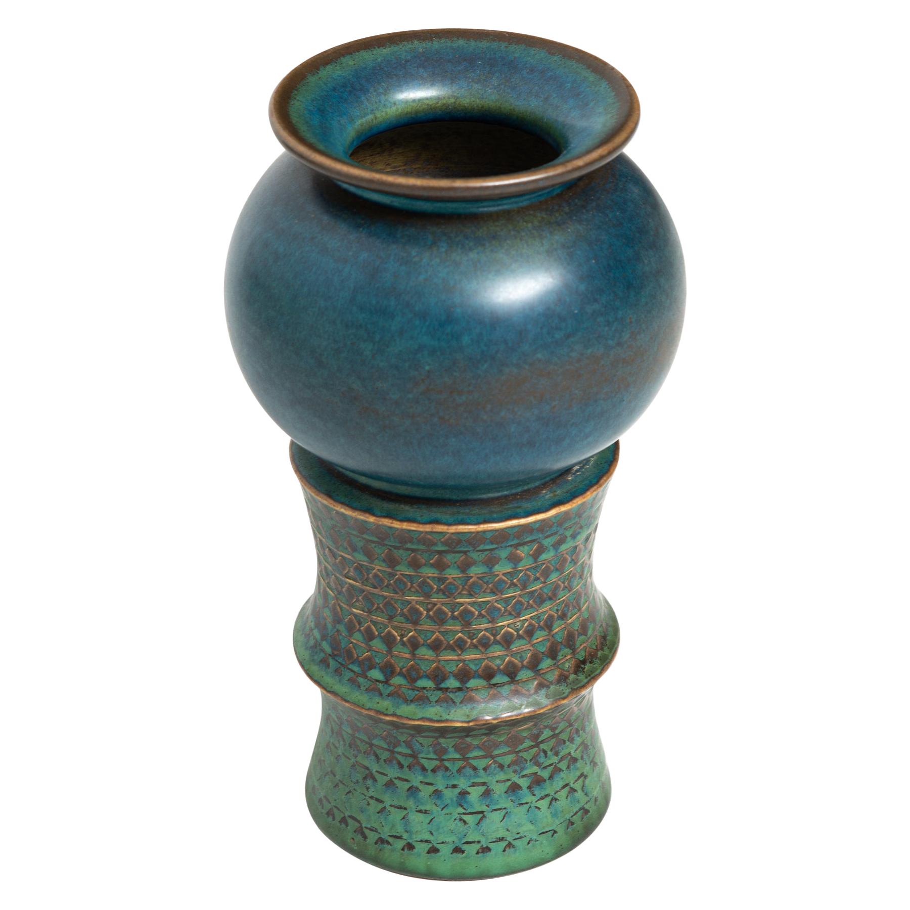 Stig Lindberg Ceramic Vase Produced by Gustavsberg in Sweden