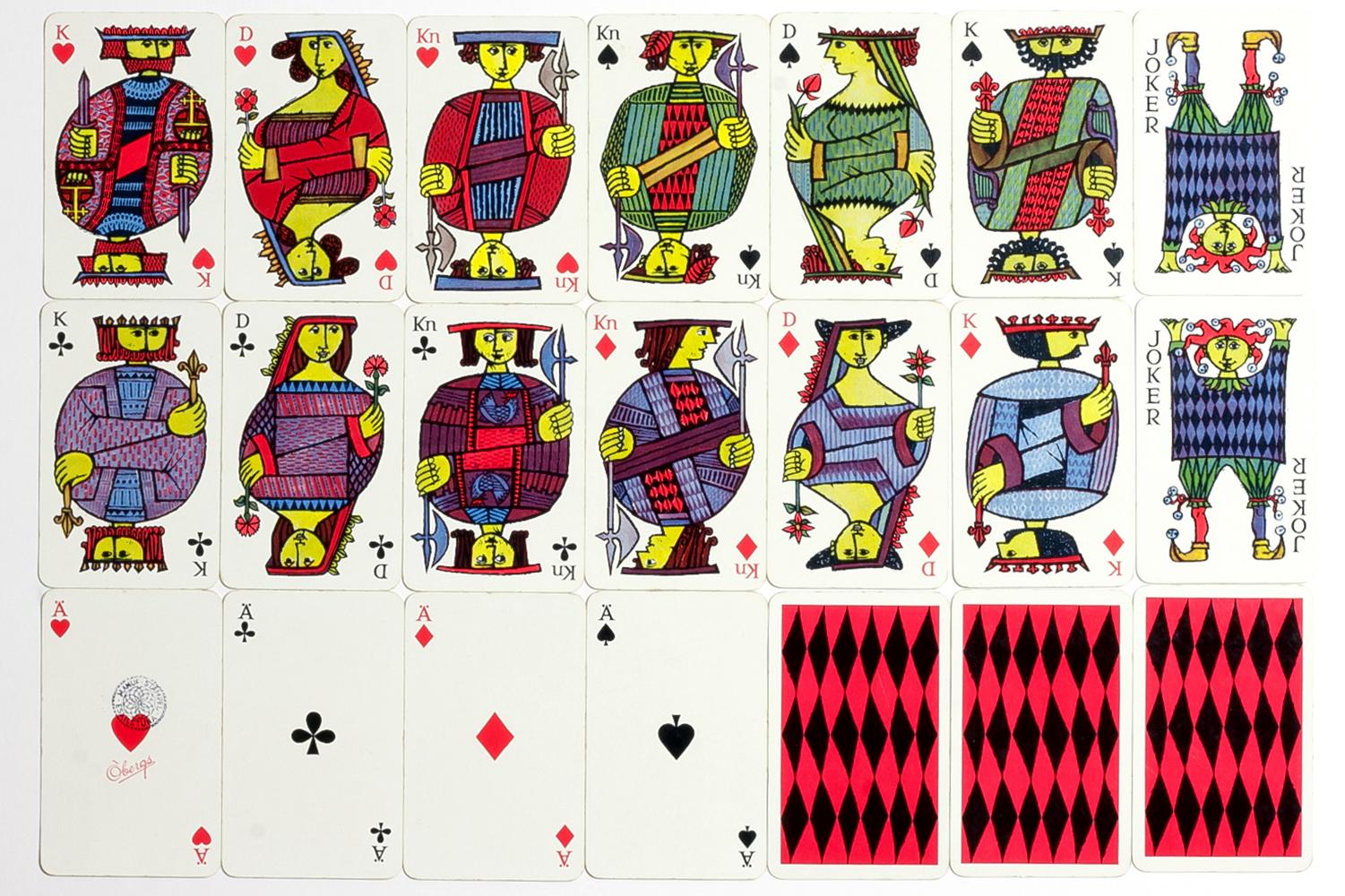 Papier Stig Lindberg / « COMEDIA » PLAYNG CARDS Set / AB J.O. OBERG & SON  / 1958 en vente