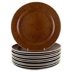 Stig Lindberg for Gustavsberg, 11 Coq Dinner Plates in Glazed Stoneware