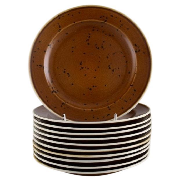 Stig Lindberg for Gustavsberg, 11 Coq Lunch Plates in Glazed Stoneware For Sale