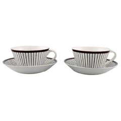 Stig Lindberg for Gustavsberg, a Pair of "Spisa Ribb" Tea Cups with Saucers