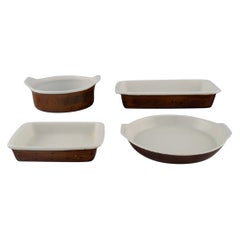 Stig Lindberg for Gustavsberg, Bowl and Three Dishes in Glazed Stoneware
