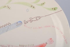 Stig Lindberg per Gustavsberg. Piatto "Löja" in ceramica con motivo a pesce, anni '50