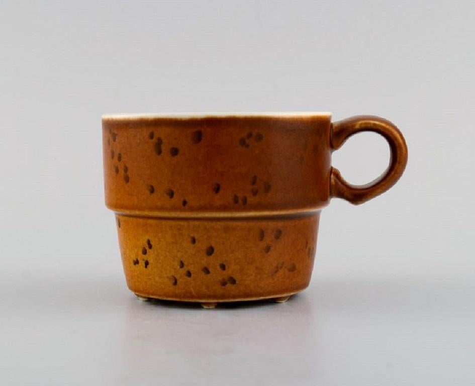 Scandinavian Modern Stig Lindberg for Gustavsberg, Eight Coq Coffee Cups in Glazed Stoneware