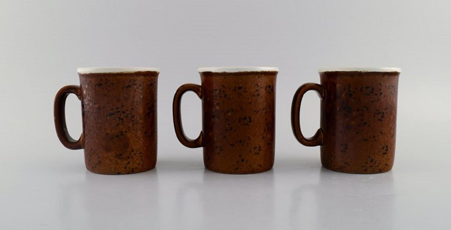 Scandinavian Modern Stig Lindberg for Gustavsberg, Five Large Coq Mugs in Glazed Stoneware For Sale