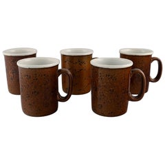 Stig Lindberg for Gustavsberg, Five Large Coq Mugs in Glazed Stoneware