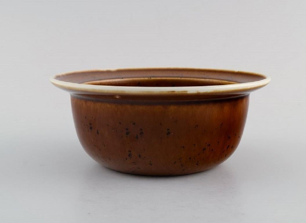 Scandinavian Modern Stig Lindberg for Gustavsberg, Four Coq Bowls in Glazed Stoneware For Sale