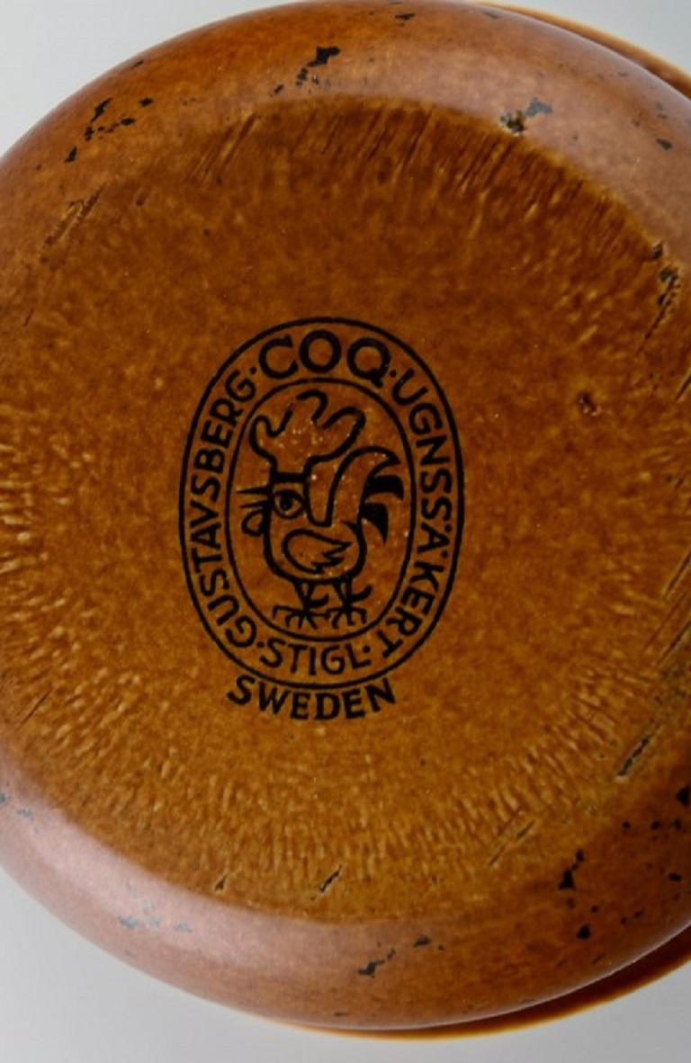 Stig Lindberg for Gustavsberg, Four Coq Bowls in Glazed Stoneware For Sale 1