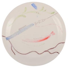 Retro Stig Lindberg for Gustavsberg. "Löja" plate. Hand-painted with a fish motif. 