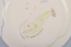 Stig Lindberg for Gustavsberg. "Löja" plate. Hand-painted with fish motif.
