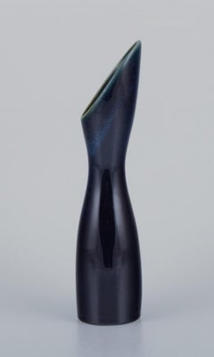 Stig Lindberg for Gustavsberg. Modernist ceramic vase glazed in blue shades.