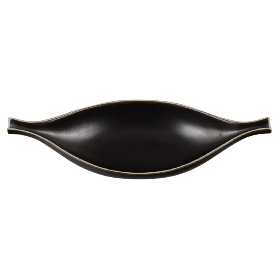Stig Lindberg for Gustavsberg. "Pungo" ceramic bowl in black glaze. 1960s.