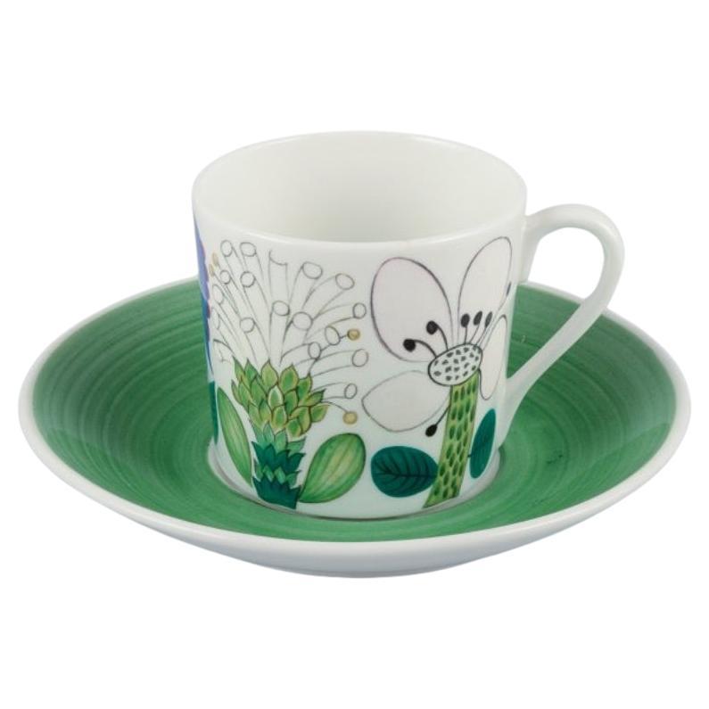 Stig Lindberg for Gustavsberg. Rare "Tahiti" coffee cup with saucer in porcelain For Sale